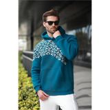 Madmext Petrol Yeşili Baskılı Kapüşonlu Erkek Sweatshirt E7160,Petrol Yeşili L