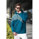 Madmext Petrol Yeşili Baskılı Kapüşonlu Erkek Sweatshirt E7160,Petrol Yeşili XL