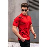 Madmext Polo Yaka Desenli Kırmızı Erkek Tişört