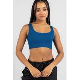Madmext Saks Askılı Basic Crop Top Bluz MG1757