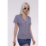Madmext Saks Pötikareli Kadın Gömlek MG2359 - XL