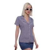 Madmext Saks Pötikareli Kadın Gömlek Mg2359,Saks M