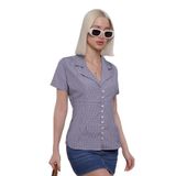 Madmext Saks Pötikareli Kadın Gömlek Mg2359,Saks XL