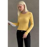 Madmext Sarı Bisiklet Yaka Slim Fit Kadın Body Mg2564,Sarı L
