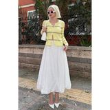 Madmext Sarı Çizgili Kadın Triko Hırka MG2481