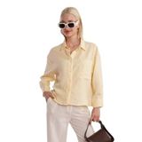 Madmext Sarı Çizgili Oversize Kadın Gömlek Mg2093,Sarı M