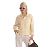 Madmext Sarı Çizgili Oversize Kadın Gömlek Mg2093,Sarı S