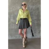 Madmext Sarı Çizgili Oversize Kadın Gömlek MG2327 - XL