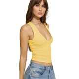 Madmext Sarı Derin V Yaka%100 Pamuklu Basic Kadın Atlet Mg2405,Sarı M