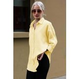 Madmext Sarı Muslin Kumaş Basic Kadın Gömlek MG1660