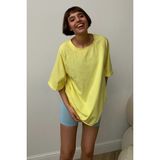 Madmext Sarı Oversize Basic Kadın Tişört