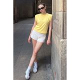 Madmext Sarı Vatkalı Basic Tişört MG2809