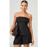 Madmext Siyah %100 Pamuklu Straplez Bluz Mg2354