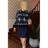 Madmext Siyah Baklava Desenli Bisiklet Yaka Kadın Hırka Mg2496,Siyah S