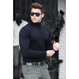 Madmext Siyah Balıkçı Yaka Kazak Erkekler İçin Regular Fit Düz Desenli - XL