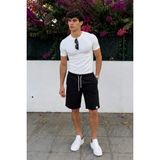 Madmext Siyah Basic Erkek Şort Regular Fit Yazlık Normal Bel Çift Cepli 6501 - 2XL