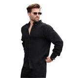 Madmext Siyah Basic%100 Pamuklu Uzun Kollu Erkek Gömlek E6761,Siyah XL