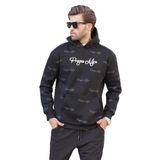 Madmext Siyah Baskılı Kapşonlu Cep Detaylı Erkek Sweatshirt 7075,Siyah L