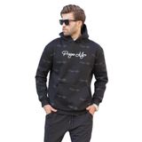 Madmext Siyah Baskılı Kapşonlu Cep Detaylı Erkek Sweatshirt 7075,Siyah XL
