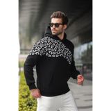 Madmext Siyah Baskılı Kapüşonlu Erkek Sweatshirt E7160,Siyah M