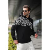 Madmext Siyah Baskılı Kapüşonlu Erkek Sweatshirt E7160,Siyah XL