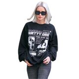 Madmext Siyah Baskılı Oversize Kadın Sweatshirt Mg1923,Siyah M