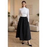 Madmext Siyah Beli Lastikli Midi Boy Kadın Etek MG2616 - XL