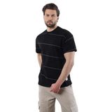 Madmext Siyah Bisiklet Yaka Basic Çizgili Erkek T-Shirt E7102,Siyah M