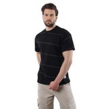 Madmext Siyah Bisiklet Yaka Basic Çizgili Erkek T-Shirt E7102,Siyah S
