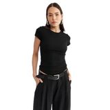 Madmext Siyah Bisiklet Yaka Basic Kadın T-Shirt Mg2479,Siyah XL