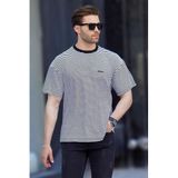 Madmext Siyah Bisiklet Yaka Çizgili Kısa Kollu Arma Detaylı Erkek T-Shirt 7031,Siyah S