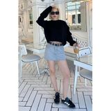 Madmext Siyah Bisiklet Yaka Crop Kadın Kazak Mg2166,Siyah M