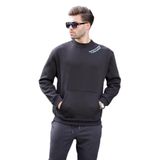 Madmext Siyah Bisiklet Yaka Nakış Detaylı Cepli Erkek Sweatshirt 7049,Siyah 2XL