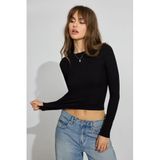 Madmext Siyah Bisiklet Yaka Slim Fit Kadın Body Mg2564,Siyah XL