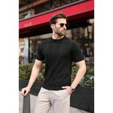 Madmext Siyah Bisiklet Yaka Slim Fit Triko Erkek Tişört E7466