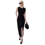 Madmext Siyah Bronşlu Midi Boy Kadın Elbise Mg2418,Siyah M