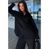 Madmext Siyah Cep Detaylı Basic Kadın Gömlek MG2737