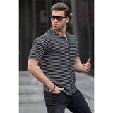 Madmext Siyah Çizgili Kısa Kollu Erkek Gömlek 6703 - XL