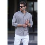 Madmext Siyah Çizgili Uzun Kollu Pamuklu Erkek Gömlek 6746 - XL
