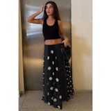 Madmext Siyah Çoklu Puantiye Desen Maxi Etek MG2839