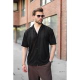 Madmext Siyah Dalga Desenli Regular Fit Erkek Gömlek E6771 - XL
