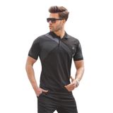 Madmext Siyah Desenli Polo Yaka Erkek Tişört 6081,Siyah S