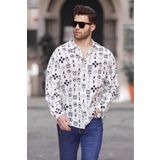 Madmext Siyah Desenli Uzun Kollu Oversize Erkek Gömlek 6731