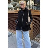 Madmext Siyah Dik Yaka Kadın Peluş Yelek Mg2578,Siyah S