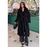 Madmext Siyah Düğmeli Peluş Uzun Kaban Mg2516