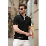 Madmext Siyah Düğmeli Polo Yaka Triko Erkek Tişört E7408