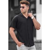 Madmext Siyah Erkek Gömlek Slim Fit Düz Desenli %65 Pamuk %35 Polyester