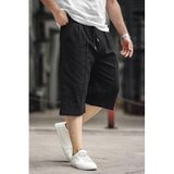 Madmext Siyah Erkek Keten Kapri Şort 6538,Siyah 2XL