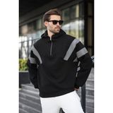 Madmext Siyah Fermuarlı Yaka Kapüşonlu Erkek Sweatshirt E7161