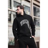 Madmext Siyah Kapüşonlu Baskılı Cep Detaylı Erkek Sweatshirt E7065,Siyah S